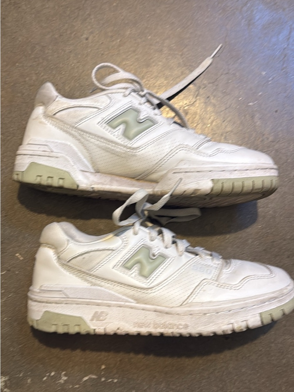 New Balance 550 White Sneakers with Mint Accents